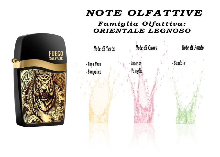 Fuego Salvaje – warm and spicy men's fragrance, 100ml Eau de Toilette